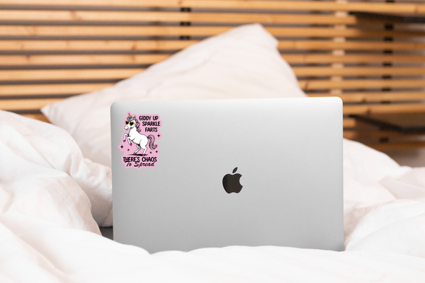 Giddy Up Sparkle Farts Sticker - unicorn, rainbow, cute