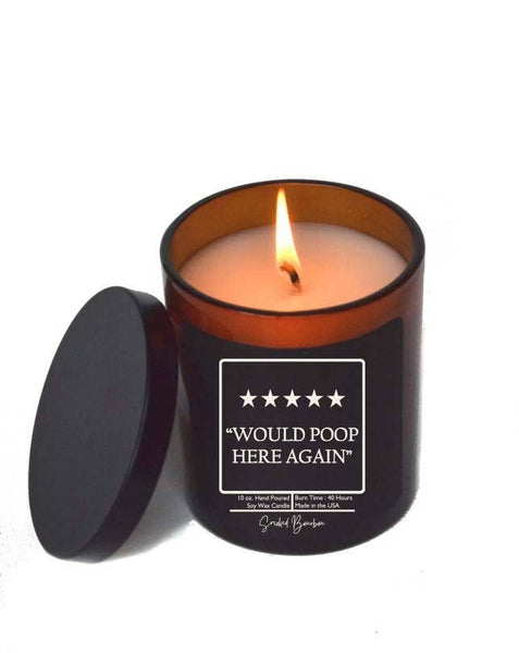 5 Star Funny Bathroom Candle - Pick Scent - Soy Wax Candles: Teakwood & Tobacco