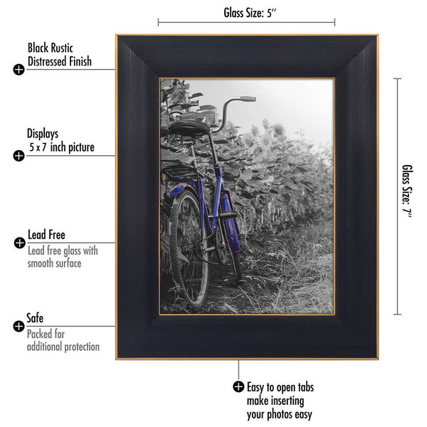 5x7 Picture Frame, Black, 2 Pack