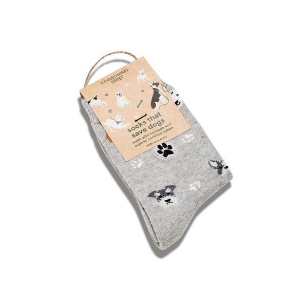 Kids Socks that Save Dogs | Gray Dogs - Organic Cotton Socks: Preschool