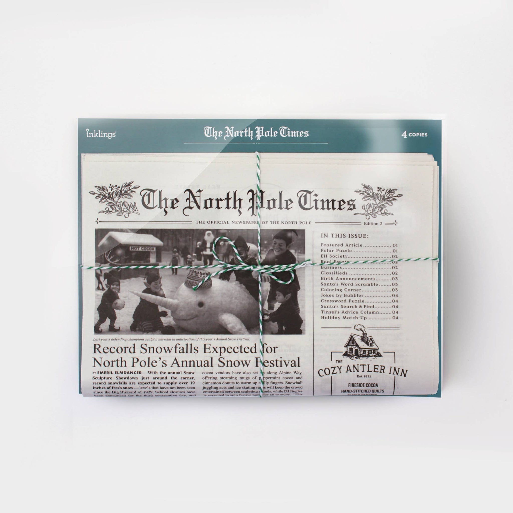 4pk North Pole Times Edition 2 - Newspaper and Gift Wrap
