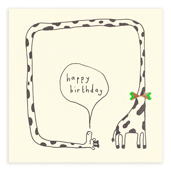 Birthday Giraffe Card – Handfinished UK Real Pencil Shavings