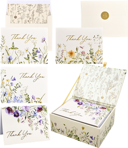 Wildflowers Premium Thank You Note Cards