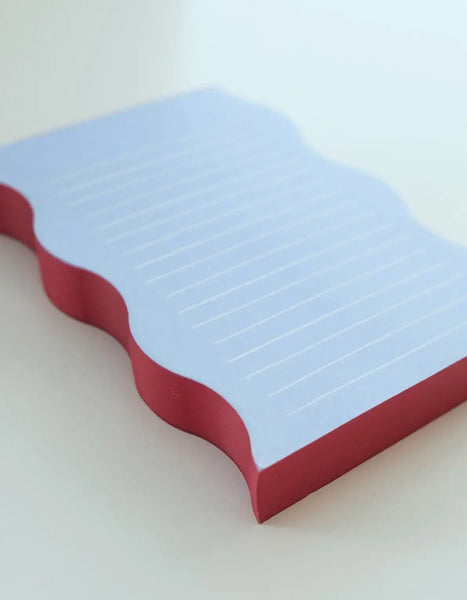 Wavy Shaped Notepad | Blue + Cranberry Edge