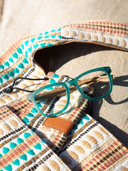 Seaglass-Matte Teal /Walnut Wood /Blue Light Lens: 1.25