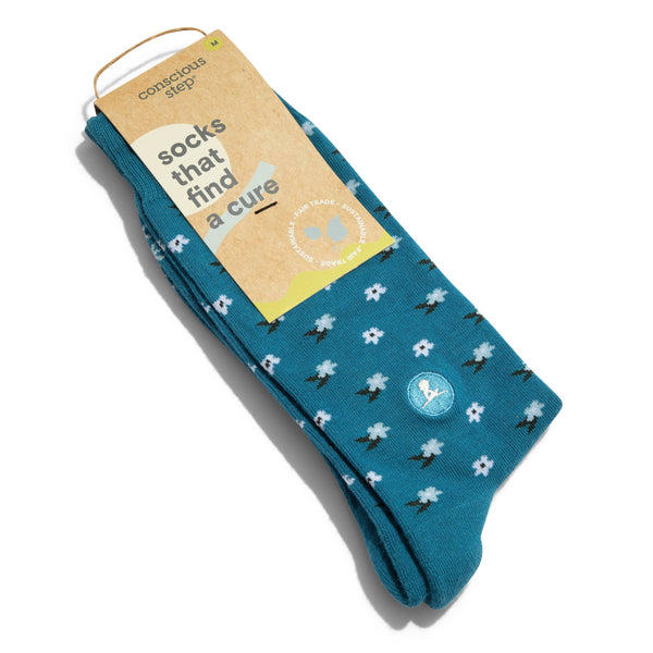 Socks That Find a Cure (Blue Floral): Medium