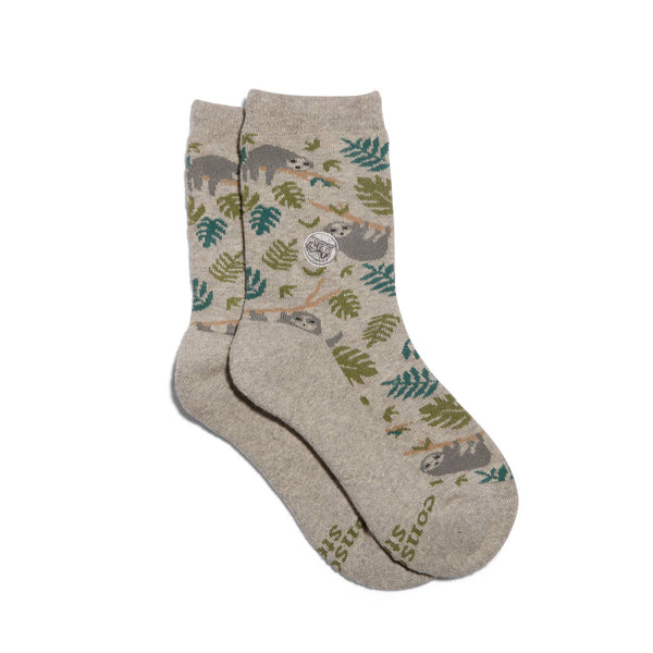 Kids Socks that Protect Sloths | Organic Cotton Kids Socks: Youth