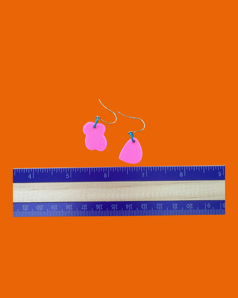 Small Pink Mismatched Lightweight Modern Funky Earrings