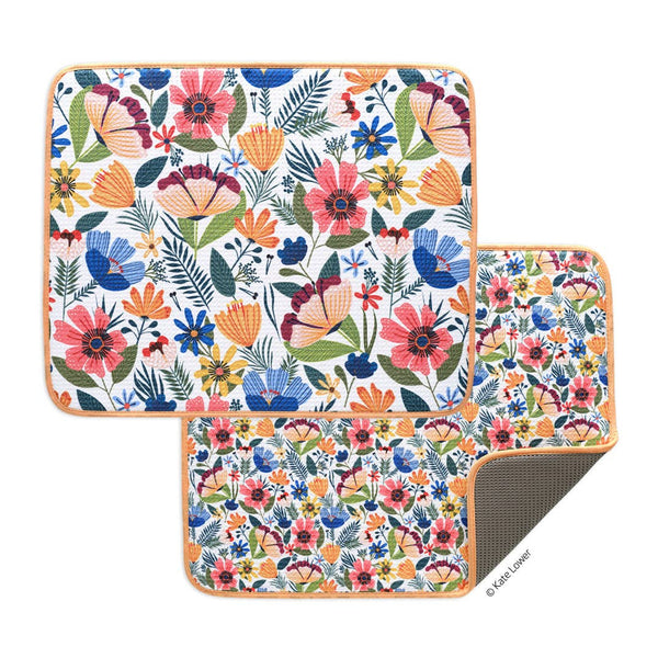 Field Of Flowers Microfiber Dish Drying Mats, Spring Decor