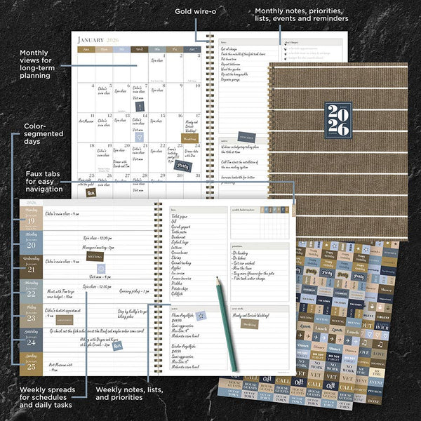 2026 Linen Large Weekly Monthly Planner