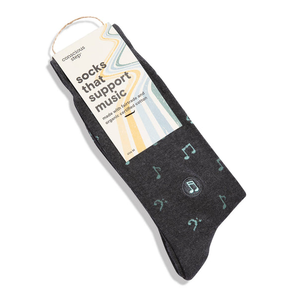 Socks that Support Music (Gray Music Notes): Small