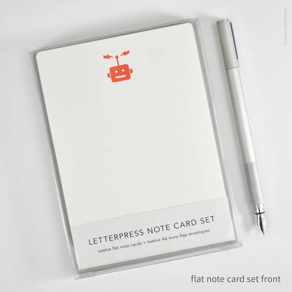Flat Note Card Set with Red Robot (#502)
