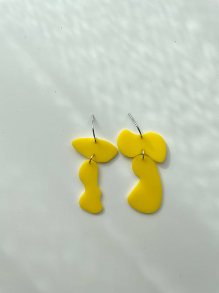 Unique Lightweight Mismatched Yellow Acrylic Fun Earrings