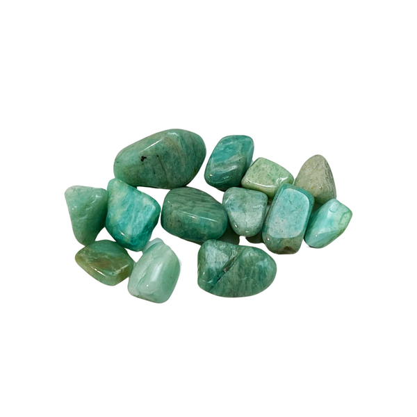 Natural Amazonite Stones in a Glass Jar with Backing Card