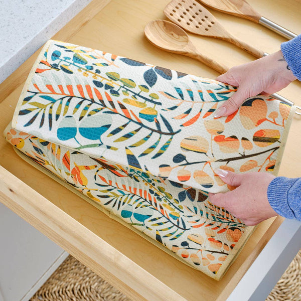 Colorful Leaves Microfiber Dish Drying Mats, Eco Friendly