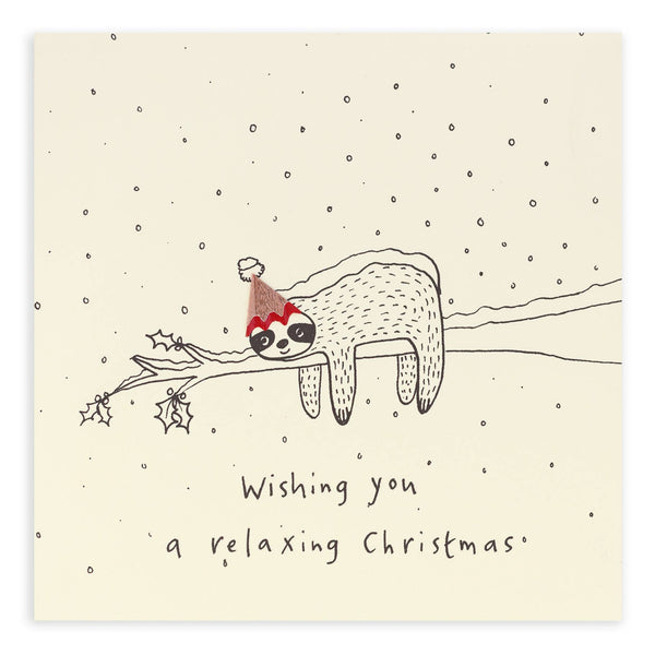 Sloth Christmas Card – Handfinished UK Real Pencil Shavings
