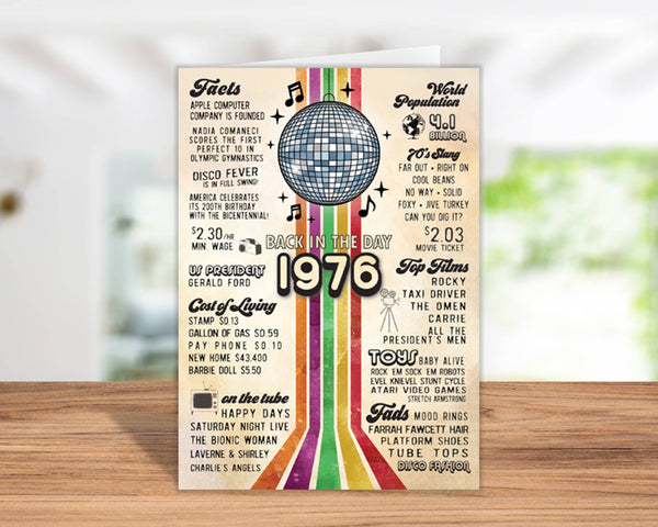 50th Birthday Card, Greeting Cards | 1976 Disco Era