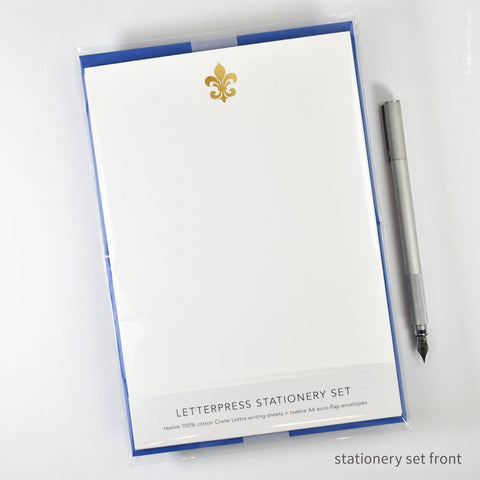 Stationery Set with Gold Fleur-de-Lis