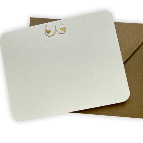 Note Cards Gold Foil Love Boobs  - Boxed Set of 8