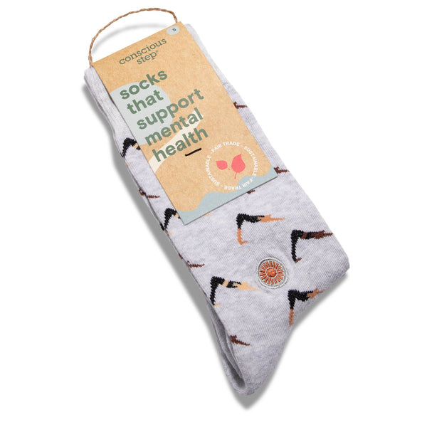 Socks that Support Mental Health (Gray Yogis): Small