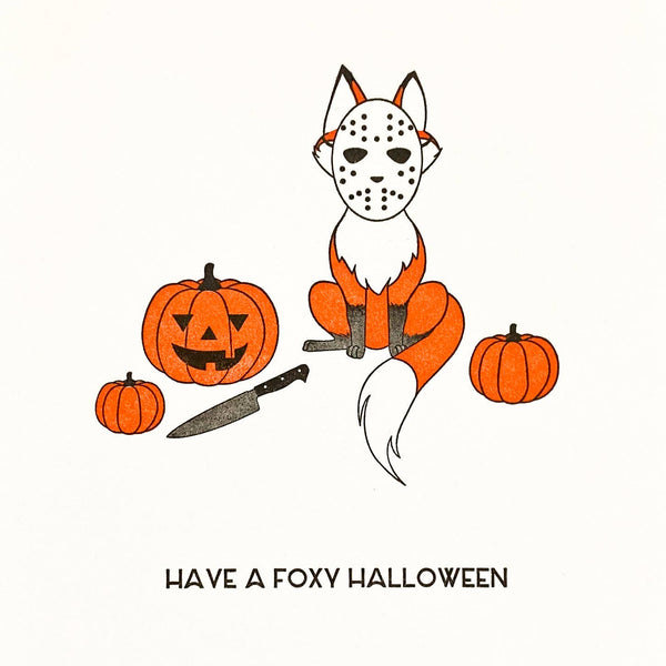 Foxy Halloween - Letterpress Halloween Card