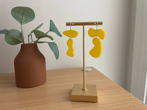 Unique Lightweight Mismatched Yellow Acrylic Fun Earrings