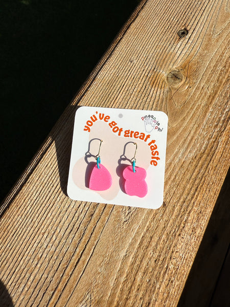 Small Pink Mismatched Lightweight Modern Funky Earrings