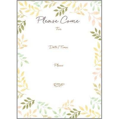 Fill In Invitation - Yellow and Green Leaves