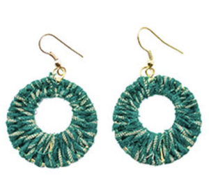 Woven Kantha Hoop Earrings