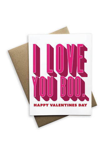 I Love You Boo Valentines Notecard