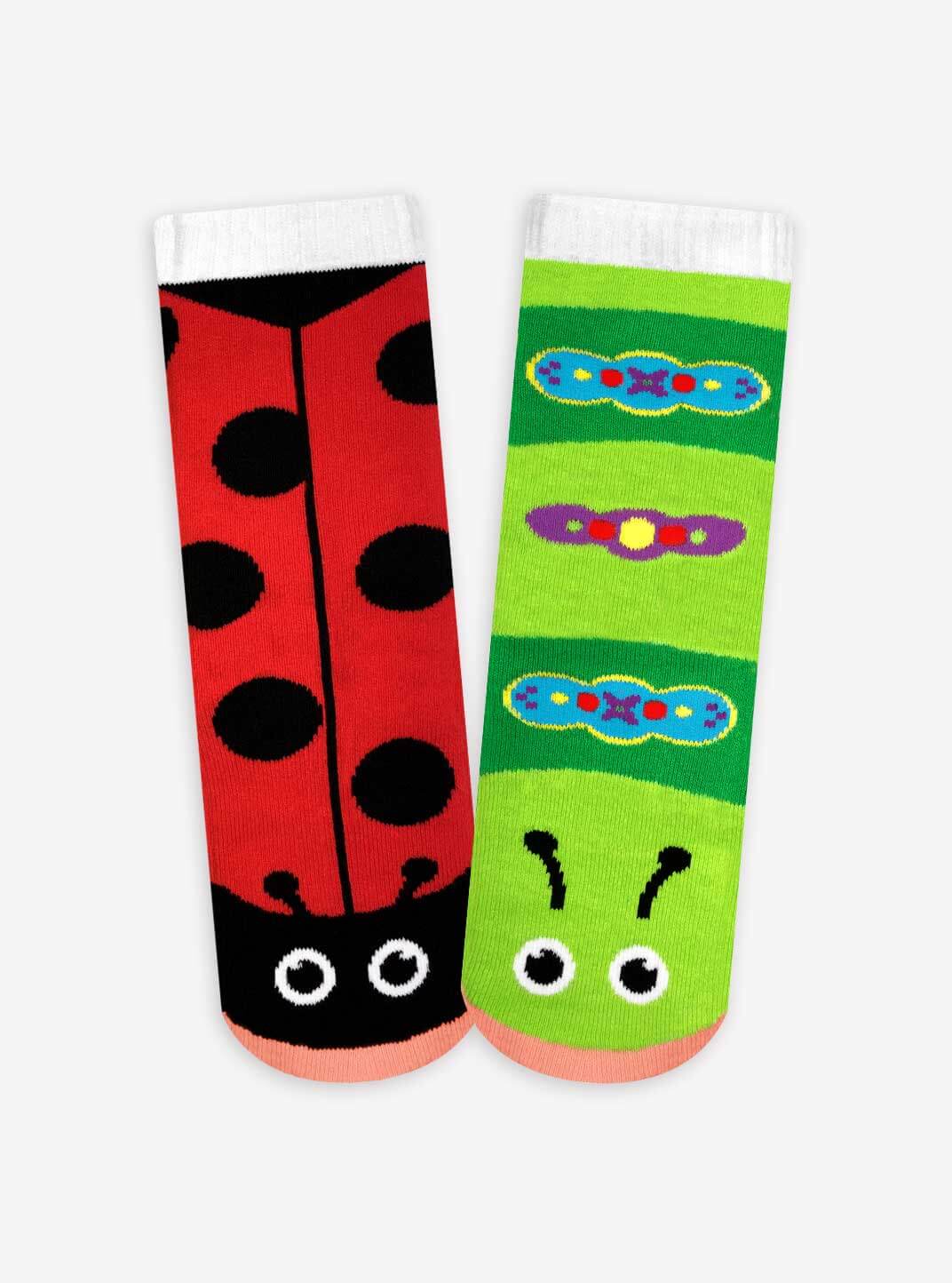 Ladybug & Caterpillar | Kids Socks | Mismatched Crazy Socks | 4-8 Years