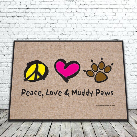 Peace Love Muddy Paws Mat