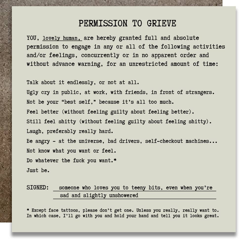 Permission To Grieve Card