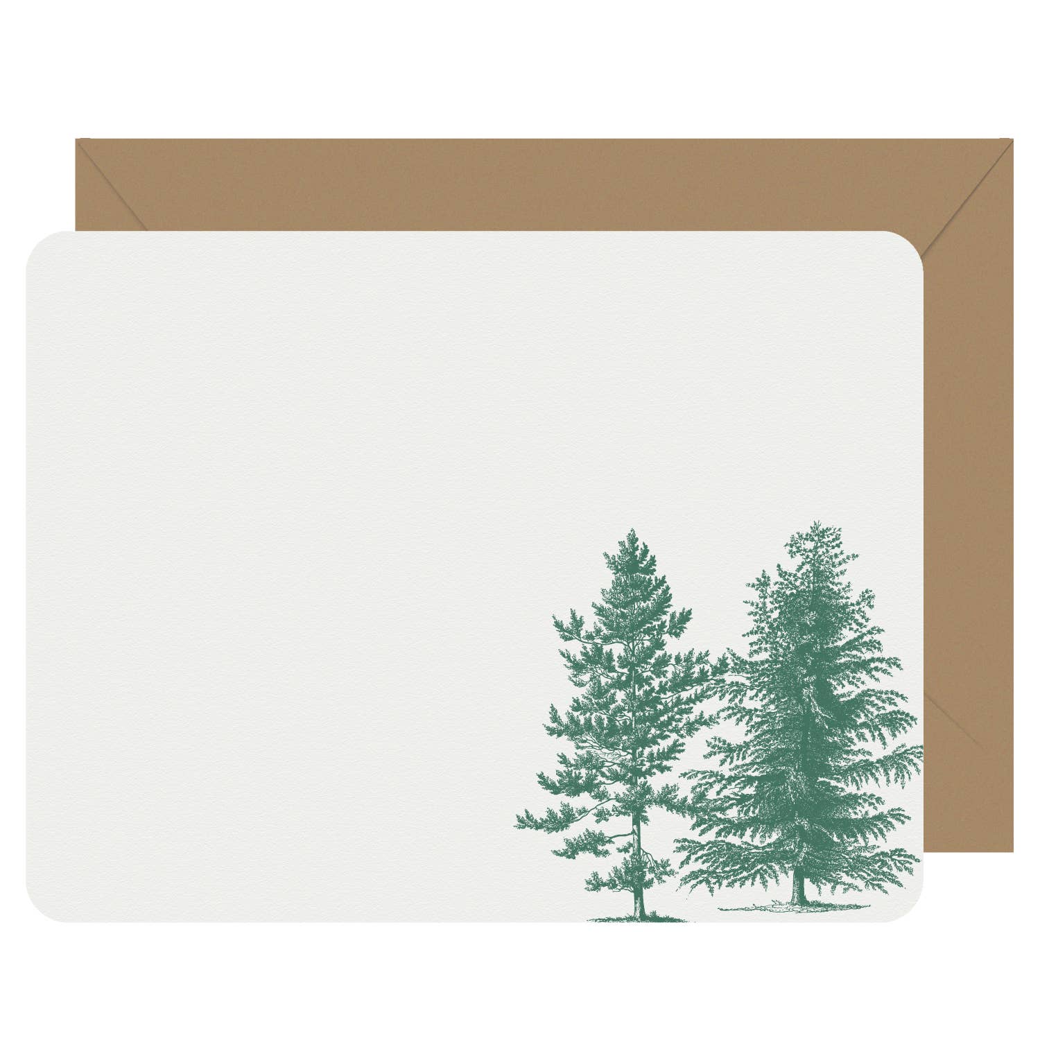 Note Cards Letterpress Pine Trees - Boxed Set of 8