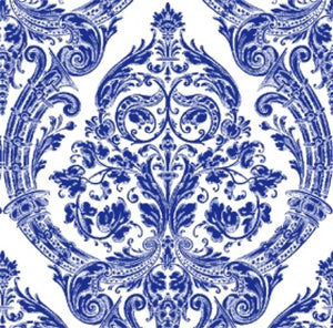 Grandeur  Paper Cocktail Napkins White Blue