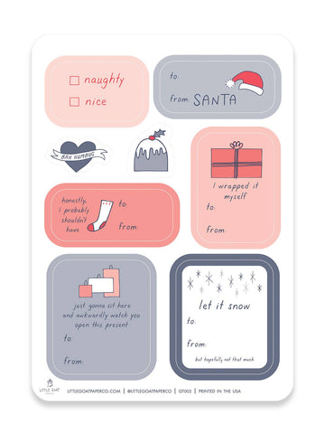 Santa Sticker Gift Tag Set