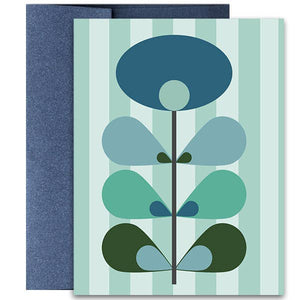Mid Century Modern Blue Flower Blank Notecard Boxed Set