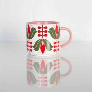 Mid Century Modern Red Lotus Coffee Mug