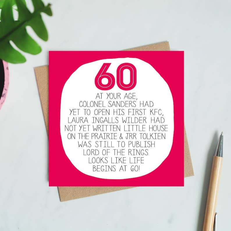 60th Birthday Card - At Your Age - Funny Birthday Card