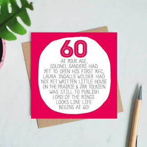 60th Birthday Card - At Your Age - Funny Birthday Card