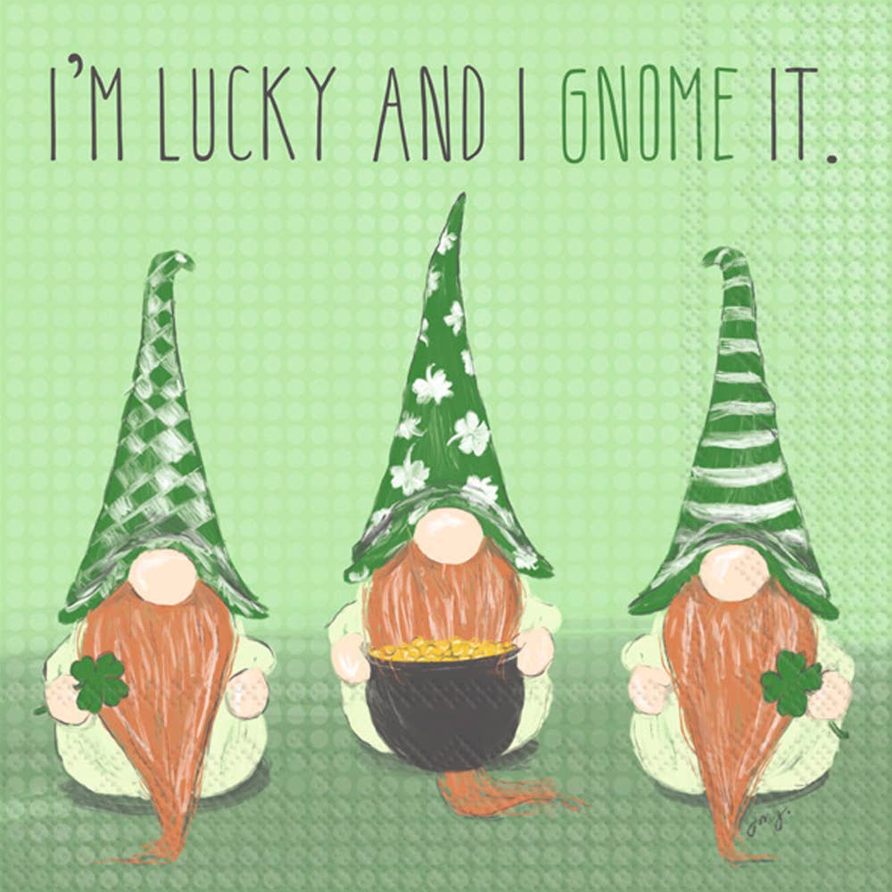 Lucky Gnomes St. Patrick Paper Cocktail Napkins Pack of 20