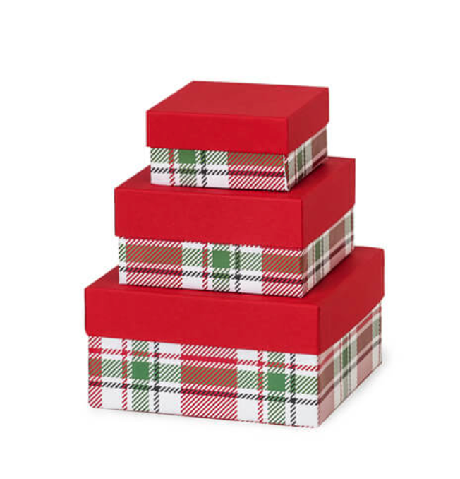 Christmas Plaid Nested Boxes
