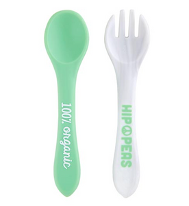 Silicone Spoon + Fork Set - Pea-ce