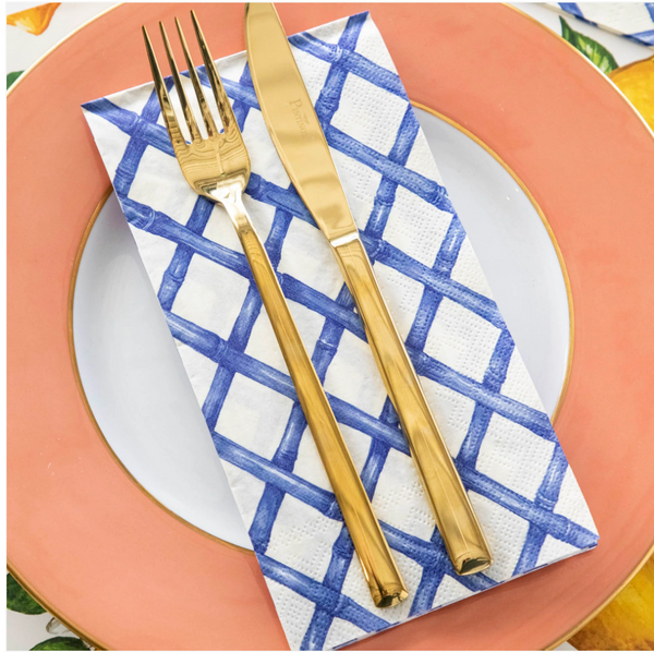 Blue Lattice Paper Guest Napkin