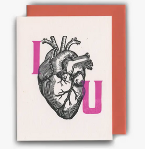 I Heart U Wood Type CARD