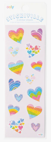 stickiville rainbow hearts stickers - holographic