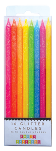 Tall Neon Rainbow Gradient 16 Candle Set