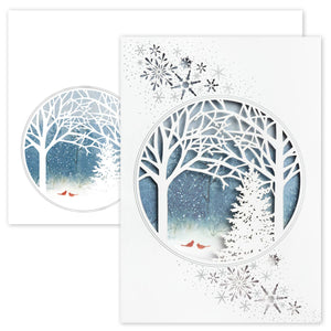 Cardinals and Trees Laser Cut Holiday Cards Set