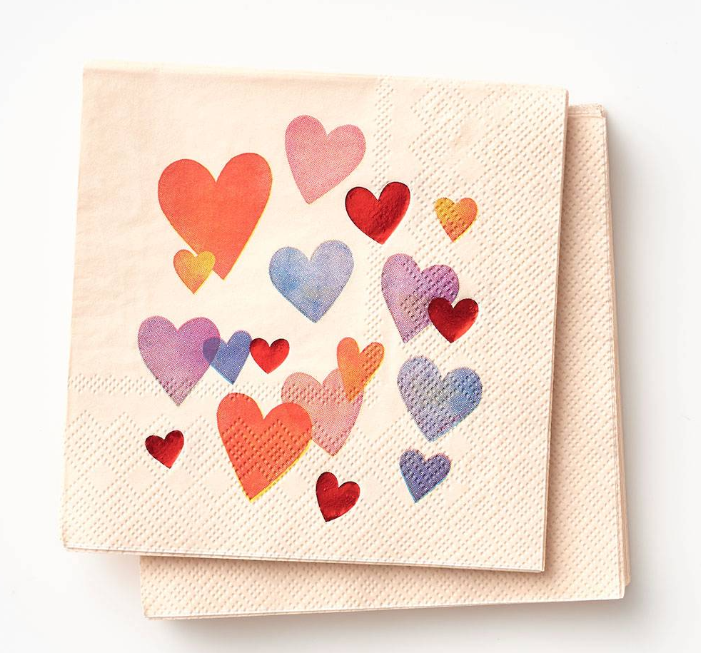 Painted Hearts Valentine Napkin