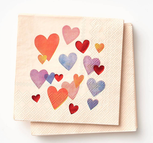 Painted Hearts Valentine Napkin